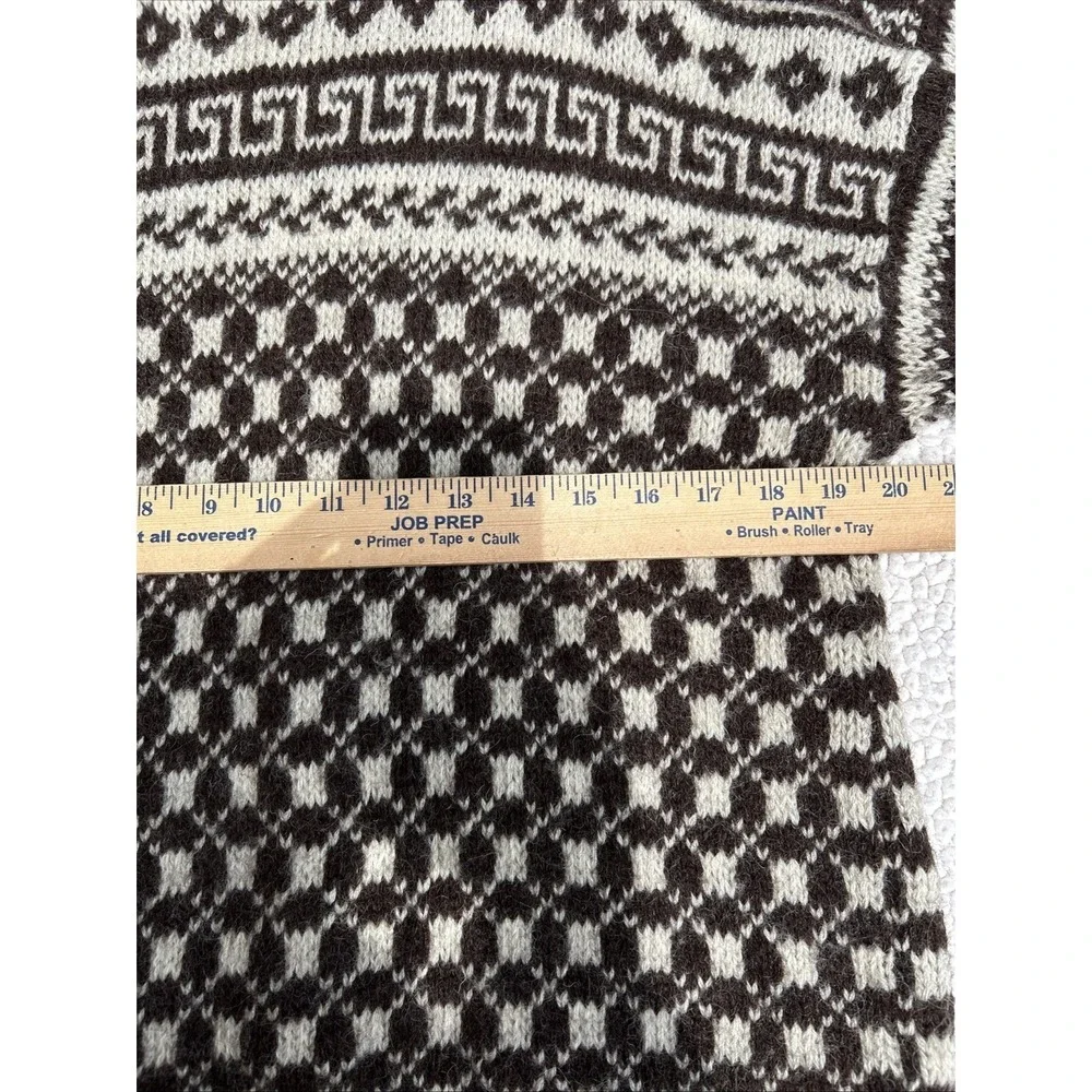 Edward Bryan Mens XL Wool Sweater Brown Cream Greek Key Made in England